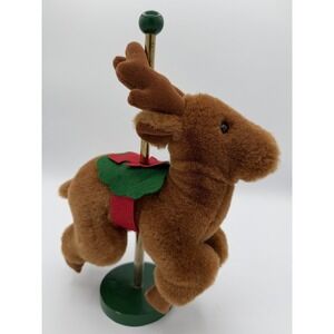 Vintage Applause 1987 Plush Reindeer Carousel Ornament Christmas Holiday Decor